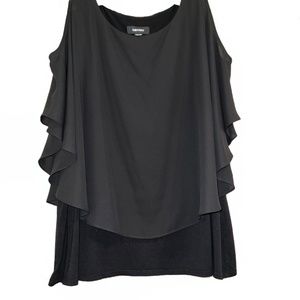 Karen Kane Womens Black Off Shoulder Blouse Top Sheer Overlay Size 0X